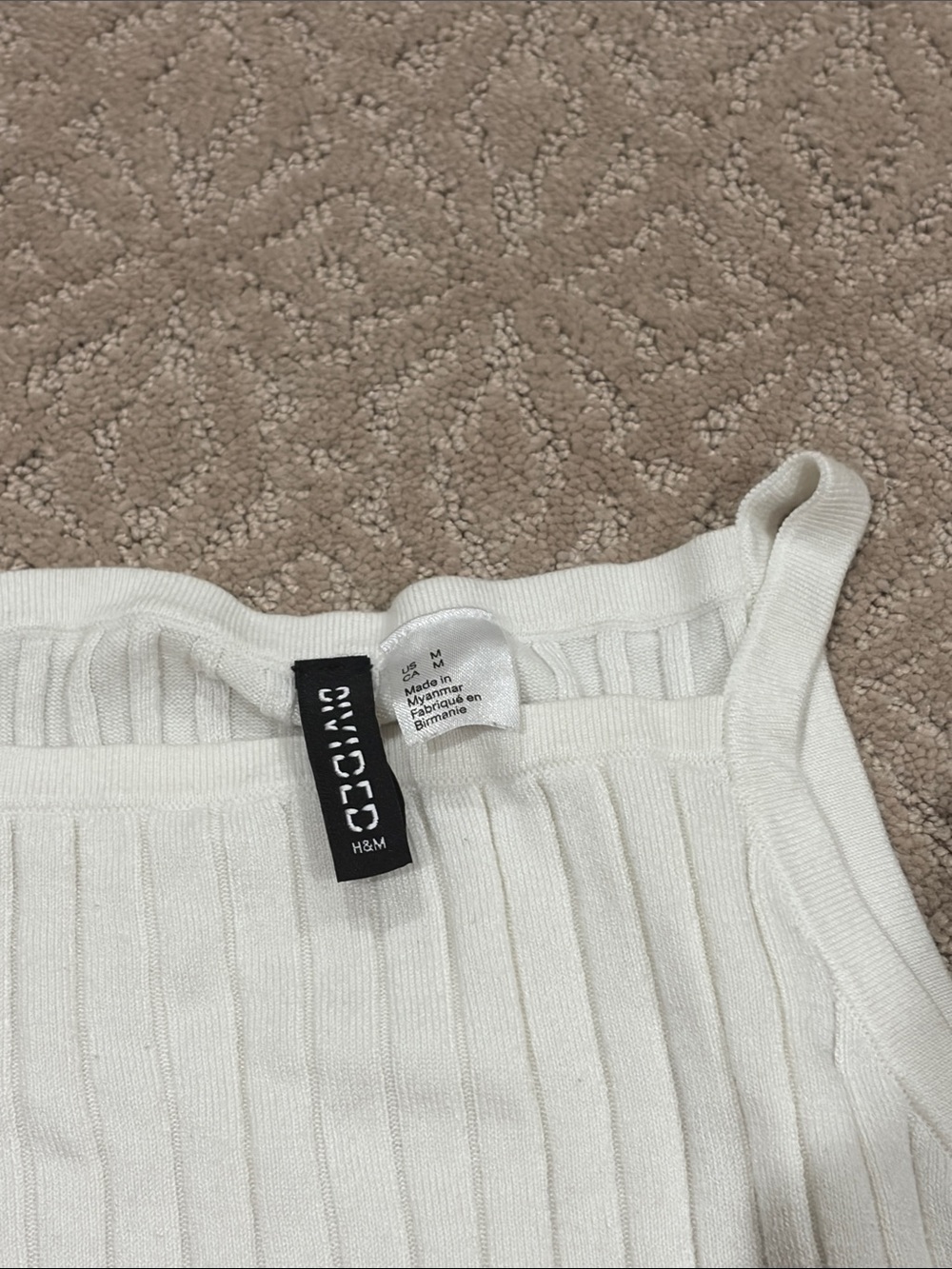 H&M White Ribbed High-Neck Tank - Picture 2 of 3
